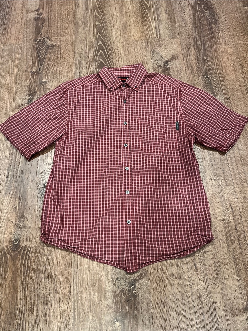 MEN MEDIUM SHIRT short sleeve/WOLVERINE/ red plaid/1083